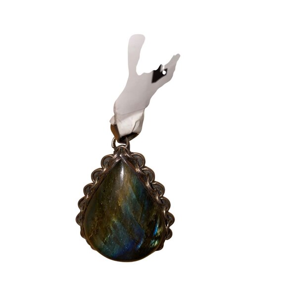 Teardrop Labradorite Pendant With Intricate Metal Setting - Picture 11 of 11